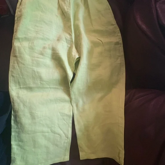 Allison Taylor 100% Linen Lime Green Two-Piece Set (Button Shirt & Pants) L - Picture 10 of 15